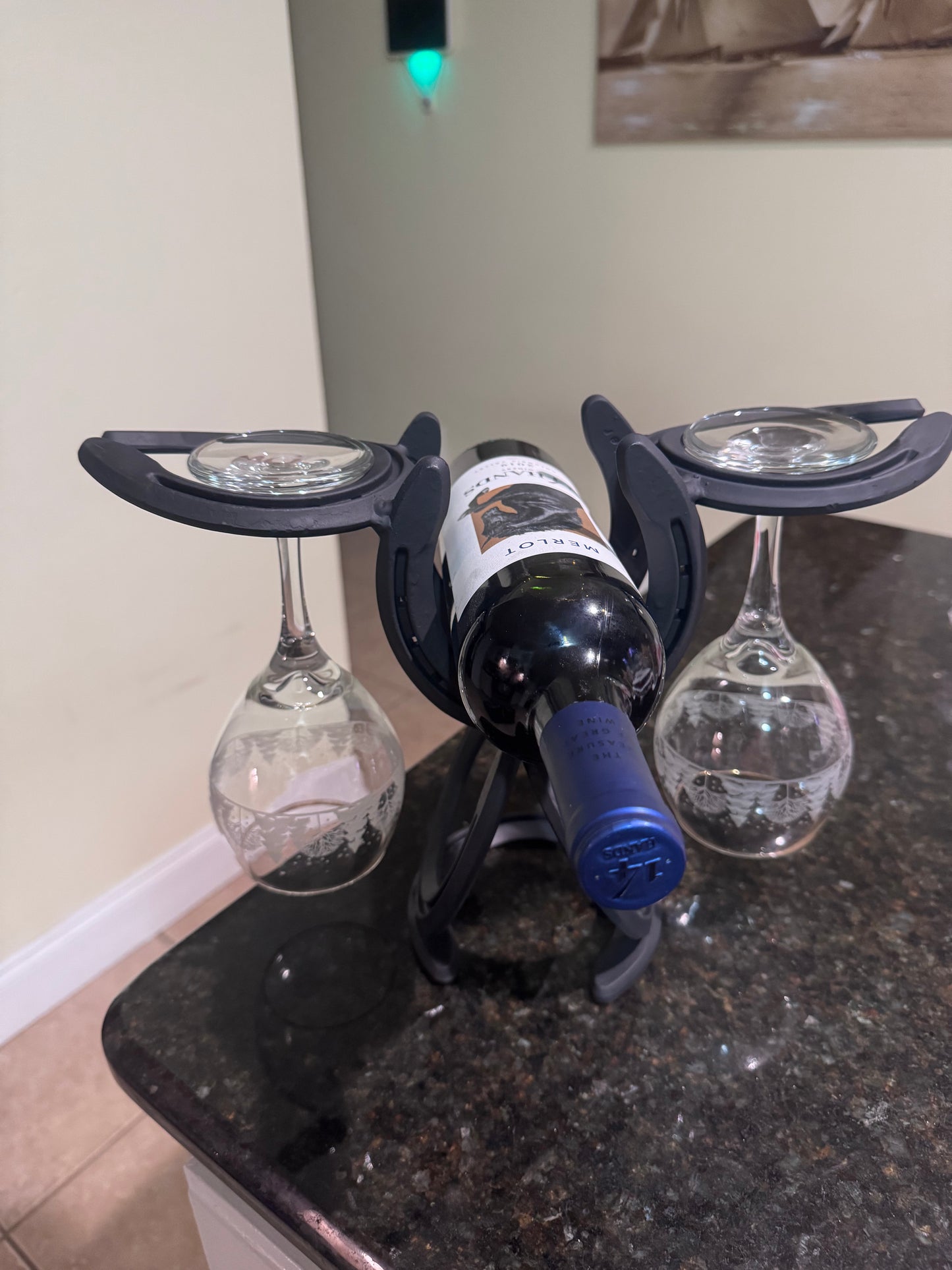 Wine glass and bottle holder